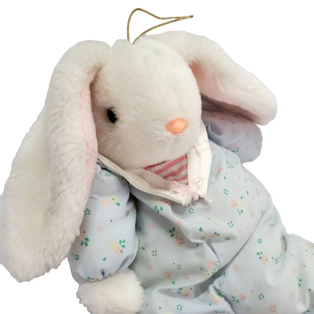 Vtg Cricket International nylon Easter Bunny Rabbit Plush 14” flowers Jumpsuit